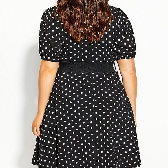 City Chic Fit & Flair Swing 50s Polka Dot Dress Sz 24 - Picture 3 of 7